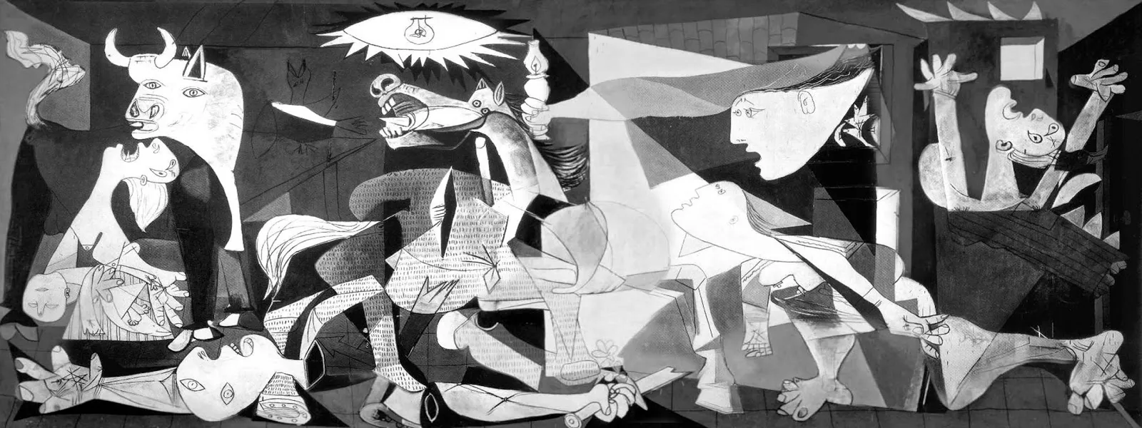 Pablo Picasso'nun Guernica eserinin siyah beyaz yorumu